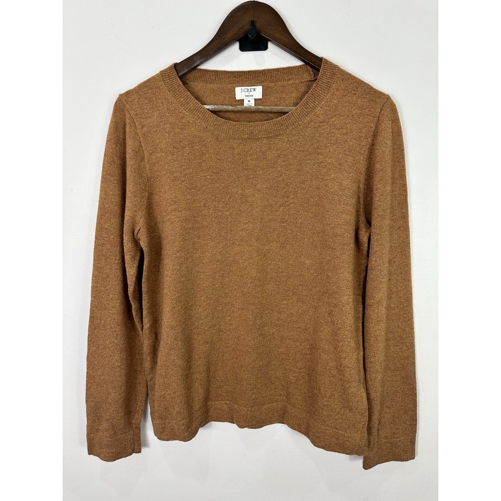 J.Crew Teddie Sweater Rust Brown Women Medium Cotton Wool Blend Crew Neck Knit